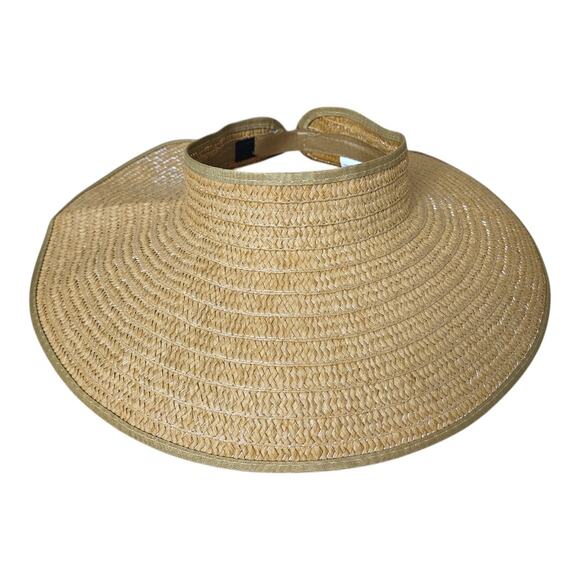 NEW Women's Sun Visor Hat in Natural Beige Straw (16" diameter) - Picture 1 of 4